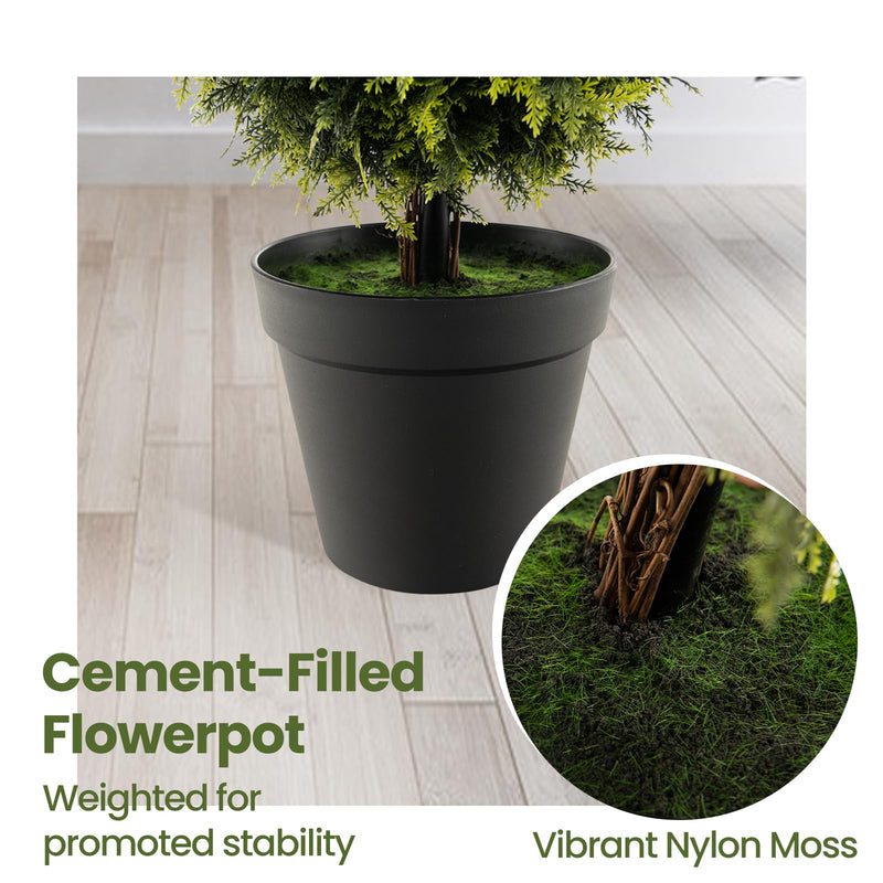 Load image into Gallery viewer, Goplus 4FT Artificial Boxwood Topiary Tree, Faux Potted Plants with Natural Vines