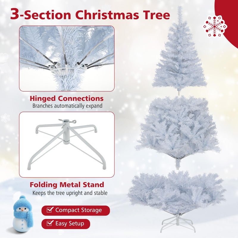 Load image into Gallery viewer, Goplus White Pre-Lit Artificial Christmas Tree with Warm White & 3-Color LED Lights
