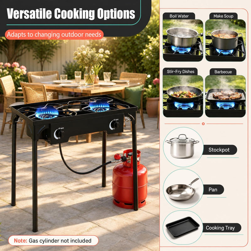 Load image into Gallery viewer, Goplus Outdoor Dual Burner Gas Stove | 160,000 BTU High Pressure