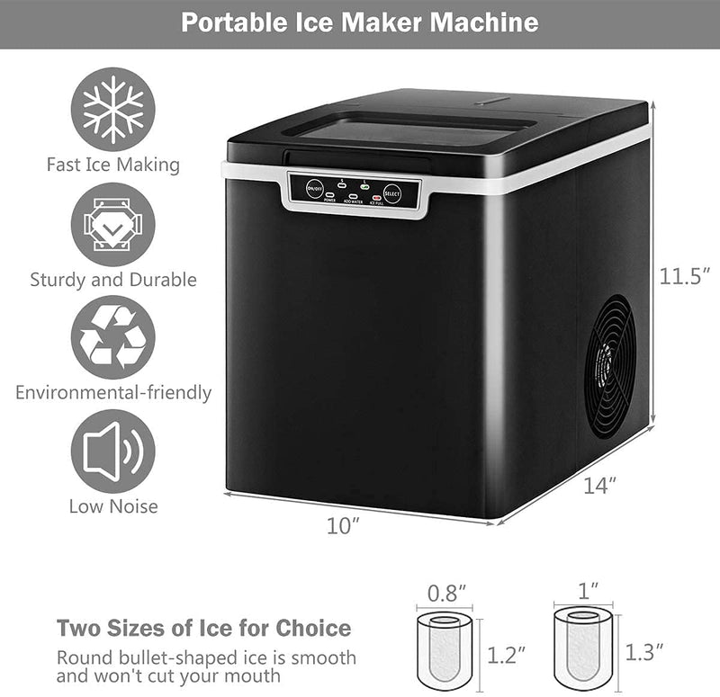 Load image into Gallery viewer, Portable Countertop Ice Maker, 26LBS/24H Mini Ice Cube Machine w/8 Min Processing 9 Cubes