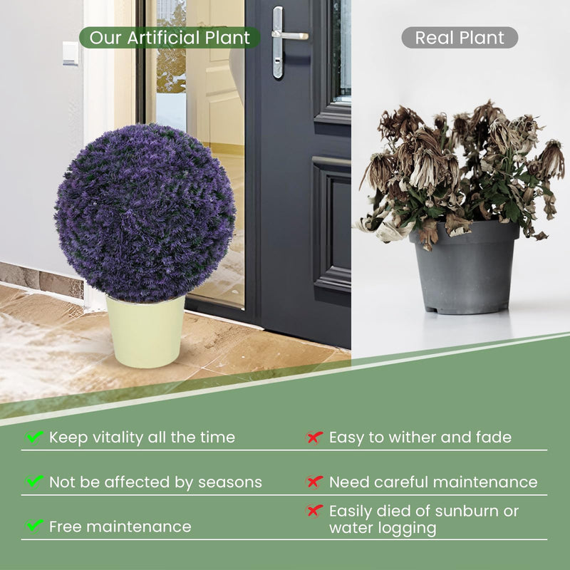 Load image into Gallery viewer, Goplus 2 PCS 15 Inch Artificial Plant Topiary Ball Round Faux Lavender Balls Outdoor