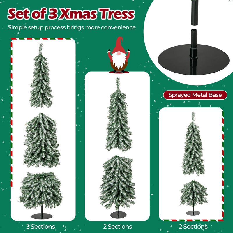 Load image into Gallery viewer, Goplus 4' 5' 6' Pre-Lit Artificial Christmas Tree Set of 3 with Drooping Branches