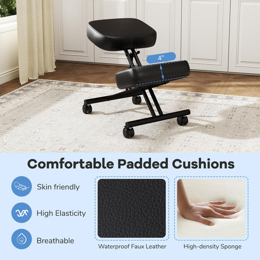 Goplus Upholstered Kneeling Chair with 4 Lockable Universal Wheels