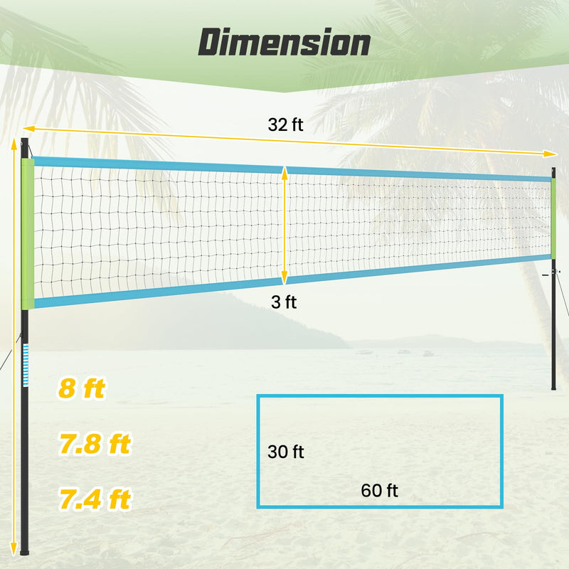 Load image into Gallery viewer, Goplus Portable Outdoor Volleyball Net w/Set Easy Setup Height Adjustable Poles