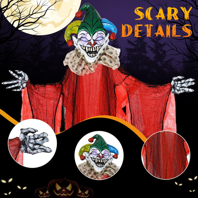 Load image into Gallery viewer, Goplus Hanging Halloween Decoration, 13.1 Ft Hanging Clown with Colorful Eyes & Adjustable Arms