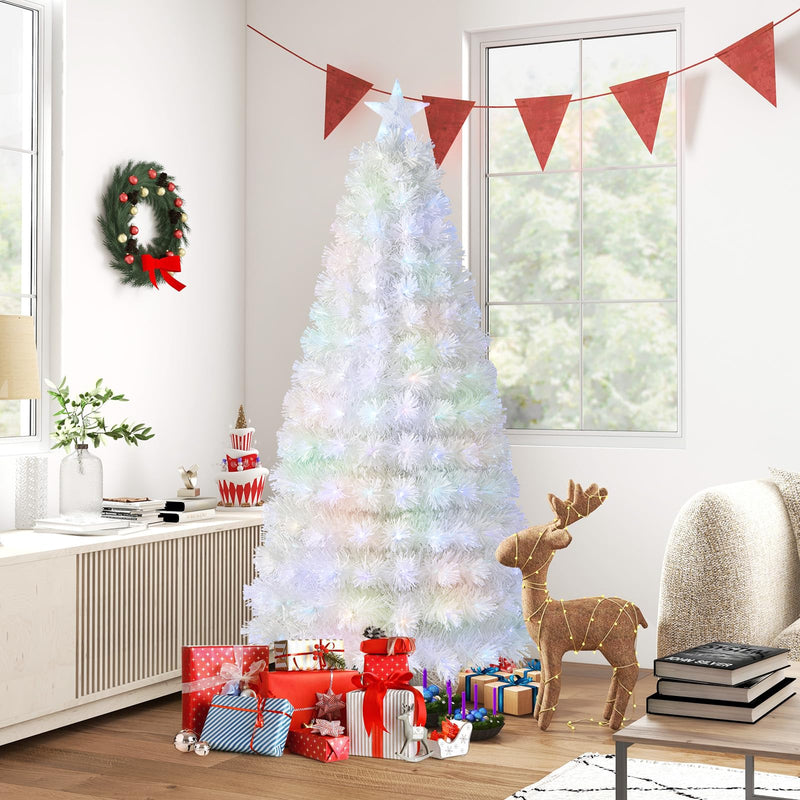 Load image into Gallery viewer, Goplus 6ft/7ft Pre-Lit White Snow Flocked Artificial Christmas Tree