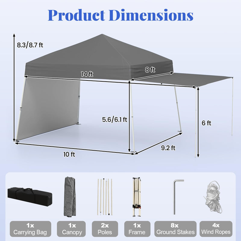 Load image into Gallery viewer, Goplus 9.2x14 FT Pop Up Canopy with 2 Sidewalls Easy Up Outdoor UPF50+ Patio Canopy w/Adjustable Slant Legs