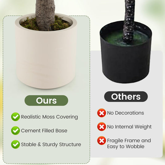 Goplus 8.2 FT Large Faux Greenery Tree with Cement-Filled Pot Realistic Trunk & Moss