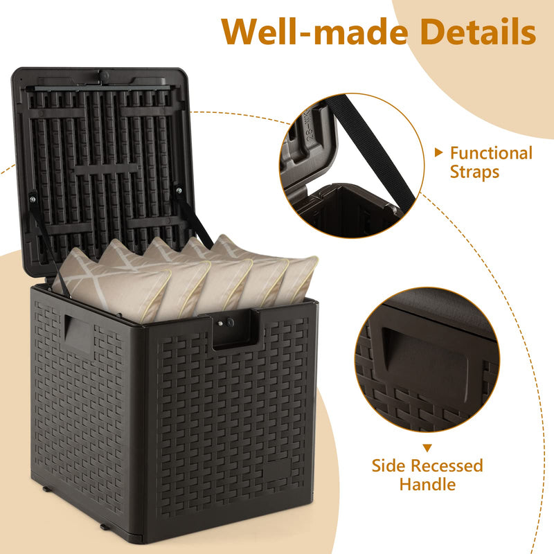 Load image into Gallery viewer, Goplus Outdoor Storage Box, 31 73 100 Gallon Waterproof Resin Patio Storage Box with Lockable Lid, Side Handle for Pillows, Cushions