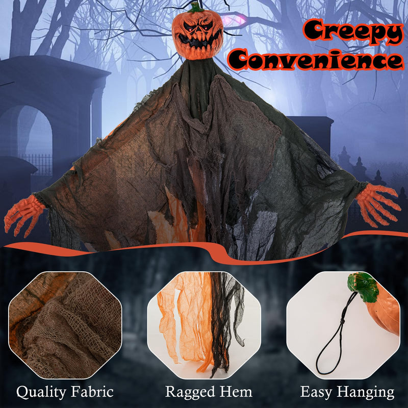 Load image into Gallery viewer, Goplus 6 Ft Hanging Halloween Decoration, Ghost Pumpkin Man with Red LED Eyes & Posable Arms