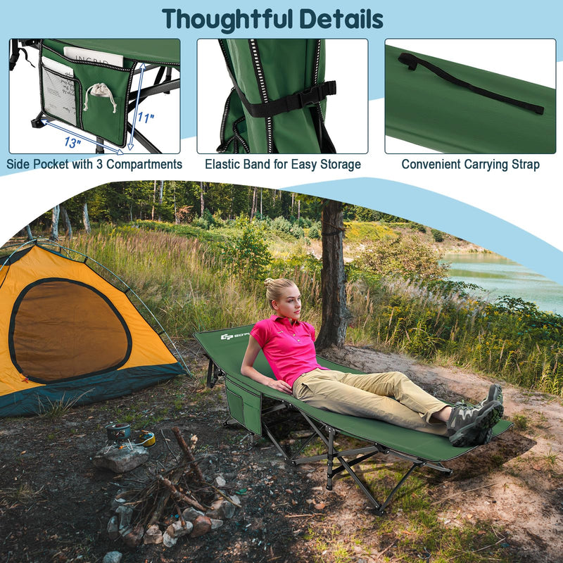 Load image into Gallery viewer, Goplus Folding Camping Cot, 27.5" Sleeping Cot for Adults with Carry Bag, 600LBS Weight Capacity