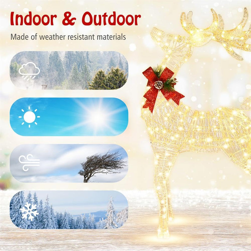 Load image into Gallery viewer, Goplus Lighted Christmas Reindeer | 4.4 FT Pre-Lit Xmas Holiday Decoration