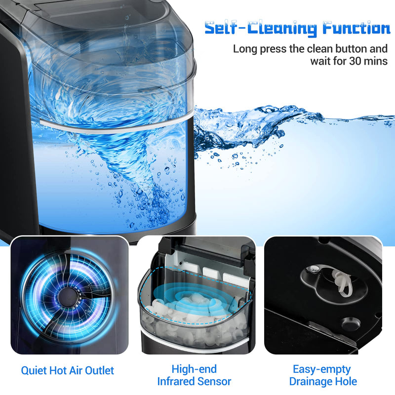 Load image into Gallery viewer, Countertop Ice Maker, 26.5 LBS/24H, 9 Cubes in 6 Mins, S/L Size, Self-Cleaning Function