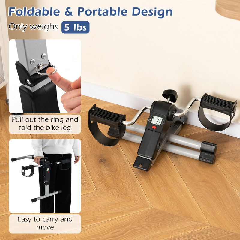 Load image into Gallery viewer, Goplus Folding Pedal Exerciser, Under Desk Mini Exercise Bike for Arm & Leg Workout