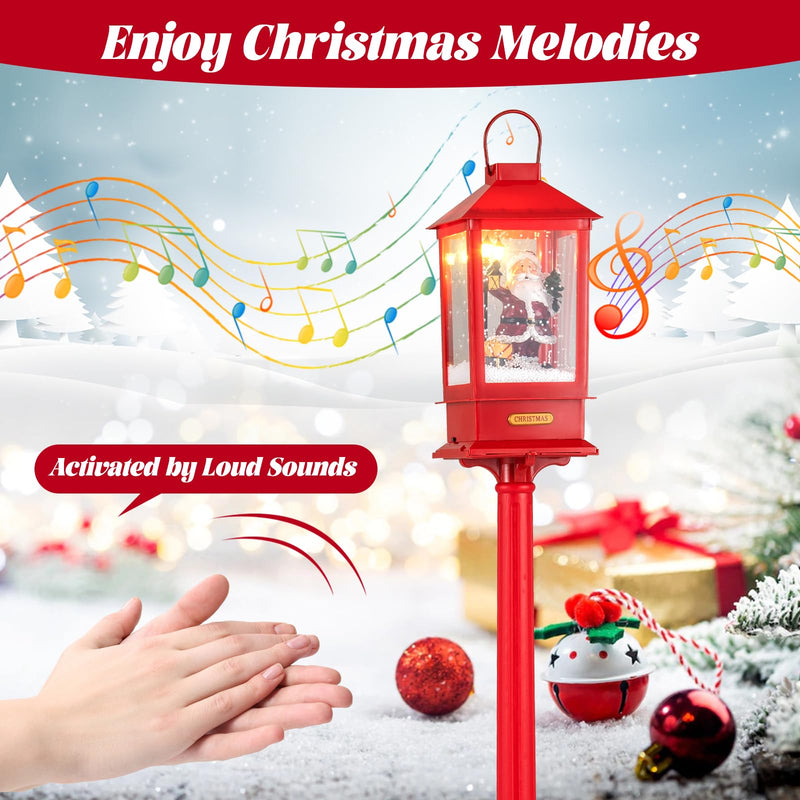 Load image into Gallery viewer, Goplus 61 Inch Christmas Street Lamp, Festive Musical Lamp Post w/Detachable Snow Globe Lantern