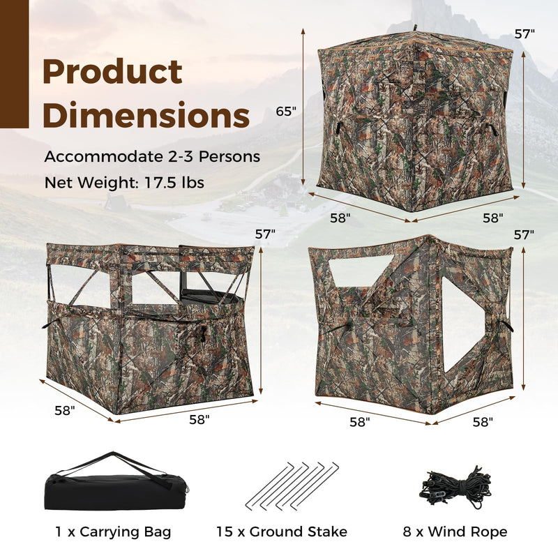 Load image into Gallery viewer, Goplus 3 in 1 Multifunctional Hunting Blind, 360° One-Way See-Through Hunting Tent w/Skylight
