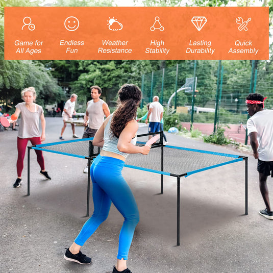 Goplus Portable 2-in-1 Ping Pong Table Game Set W/ 2 Paddles 2 Volleyballs