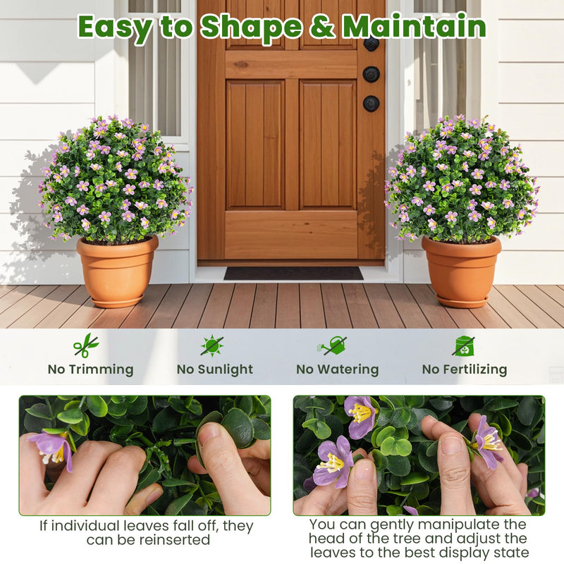 Load image into Gallery viewer, Goplus Set of 2 Faux Potted Plants Artificial Shrubs Bushes with Flowers