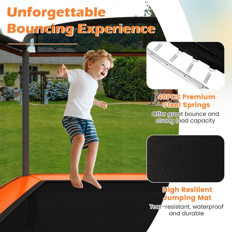Load image into Gallery viewer, Goplus 6FT Kids Trampoline with Swing, ASTM Approved Rectangle Recreational Trampoline w/Enclosure Safety Net