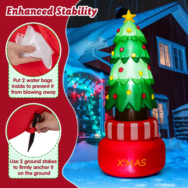 Load image into Gallery viewer, Goplus 8FT Tall Christmas Inflatables, LED Lighted Xmas Inflatable Rotating Tree Freestanding