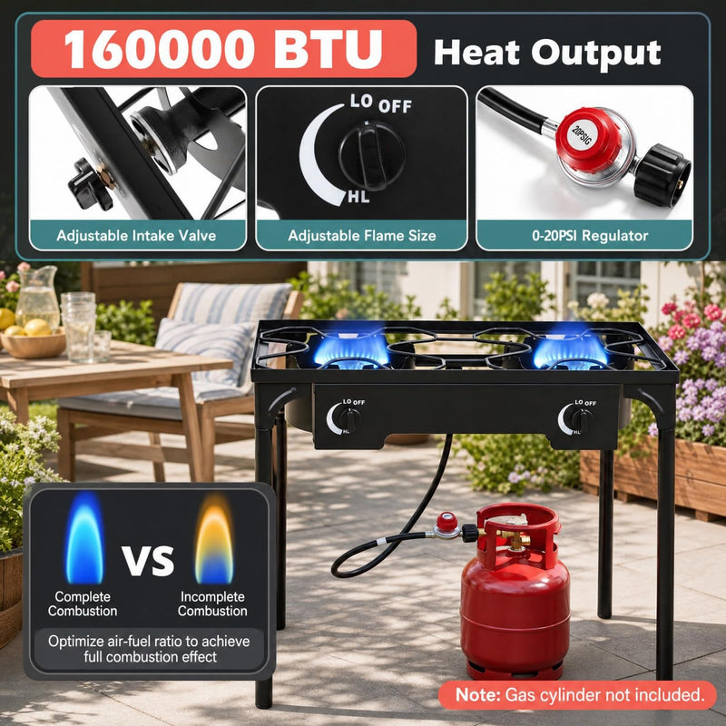 Load image into Gallery viewer, Goplus Outdoor Dual Burner Gas Stove | 160,000 BTU High Pressure