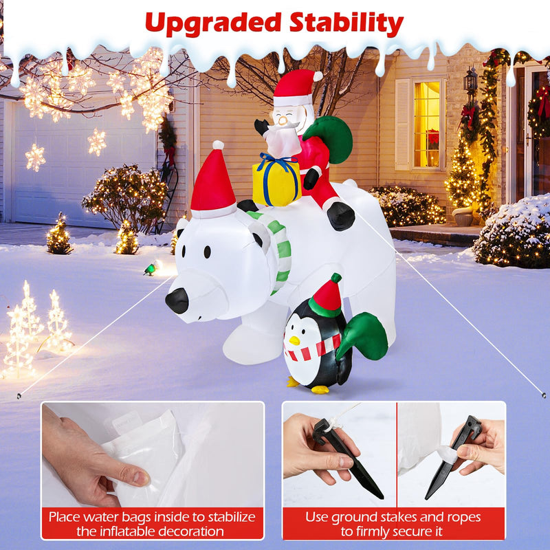 Load image into Gallery viewer, Goplus 7FT Christmas Inflatables, LED Lighted Xmas Inflatable Polar Bear with Shaking Head, Santa & Penguin