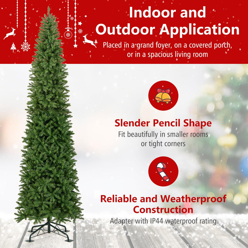 Load image into Gallery viewer, Goplus 12 FT Tall Pre-Lit Slim Pencil Christmas Tree | Holiday Party Decoration