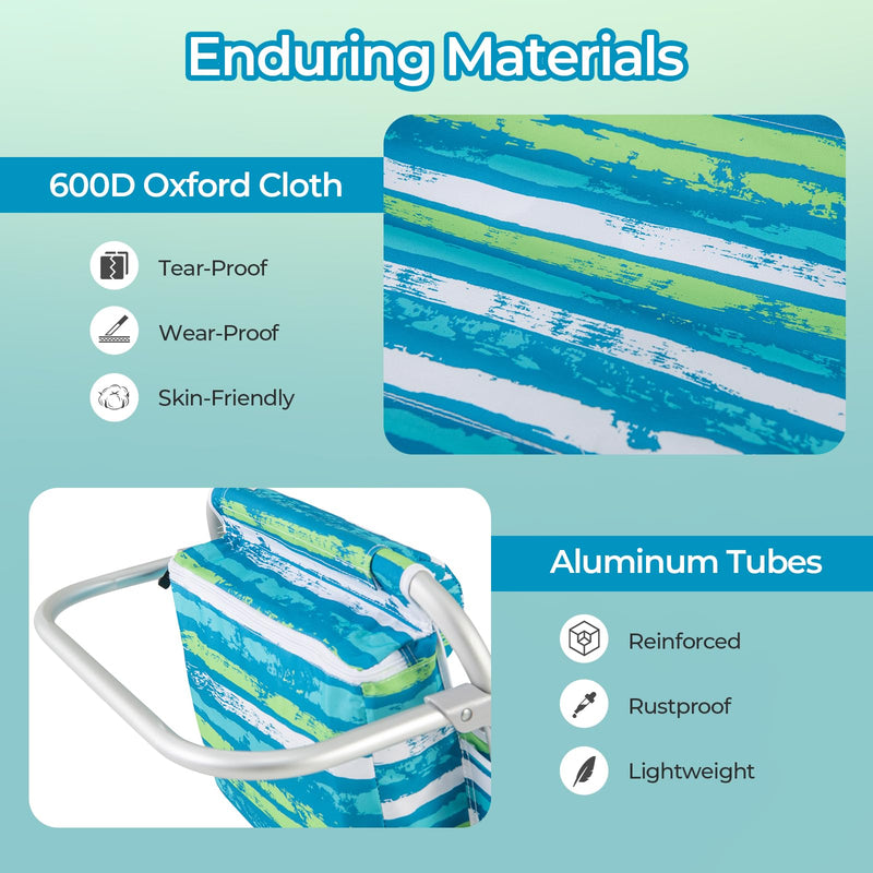 Load image into Gallery viewer, Goplus Folding Backpack Beach Chairs, Aluminum Sling Camping Chair with 5-Position Backrest, Towel Hanging Rack