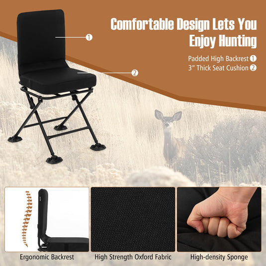 Goplus Hunting Chair, 360 Degree Swivel Hunting Seat with All-Terrain Duck Feet