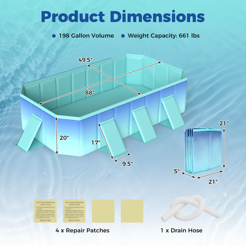 Load image into Gallery viewer, Goplus Foldable Portable Rectangle Around Ground Pool with 24 Hard Shell and Drain Hose