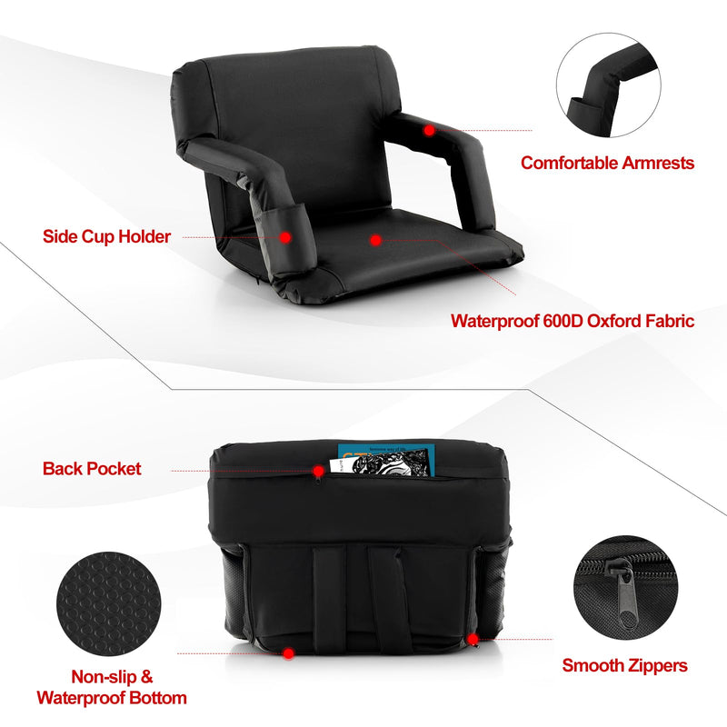 Load image into Gallery viewer, Goplus Stadium Seating for Bleachers, Folding Bleacher Chair with Back Support, 6 Reclining Positions