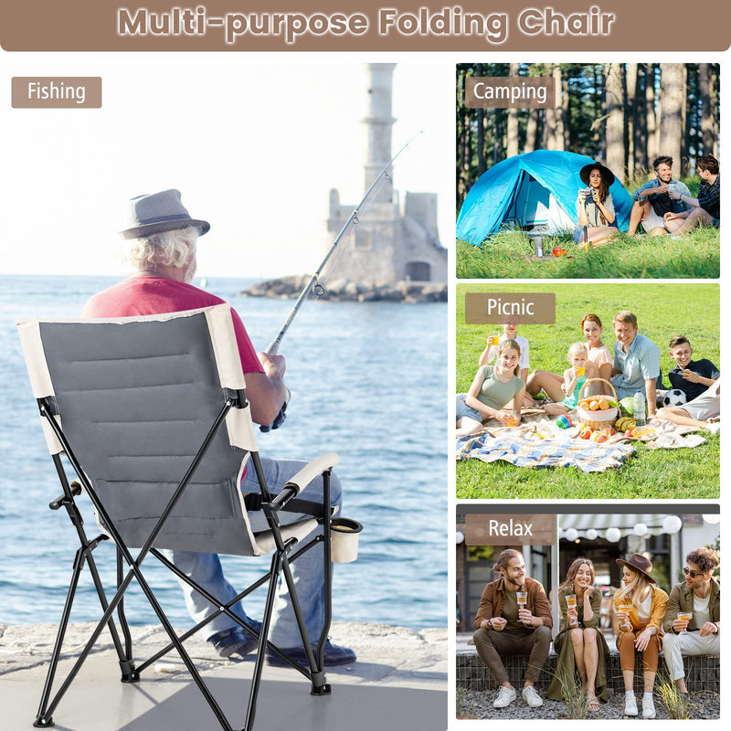 Load image into Gallery viewer, Goplus Camping Chairs, Portable Lumbar Back Beach Chair, Folding Chair for Outside, Fishing, Hiking, Picnic