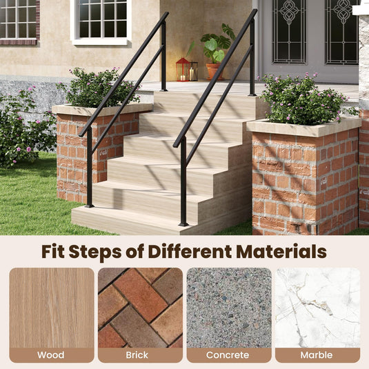 Goplus Metal Hand Rail Fits 0-6 Steps with Flexible Angle Adjustment