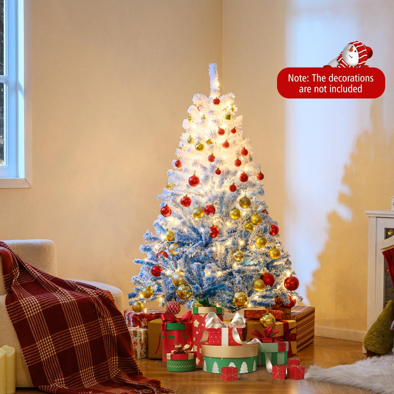 Load image into Gallery viewer, Goplus Pre-Lit Snow Flocked Christmas Tree | Artificial Hinged Xmas Full Tree