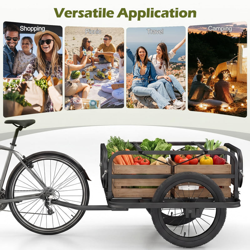 Load image into Gallery viewer, Goplus Heavy-Duty Bike Cargo Trailer with Universal Hitch & 16” Large Tires