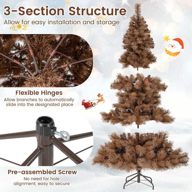 Load image into Gallery viewer, Goplus 6 FT Pre-Lit Chocolate-Color Xmas Tree with 493 Pine Needles & PVC Tips