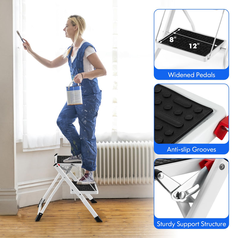 Load image into Gallery viewer, Goplus 2 Step Ladder, Lightweight Folding Step Stool with Anti-Slip Pedals