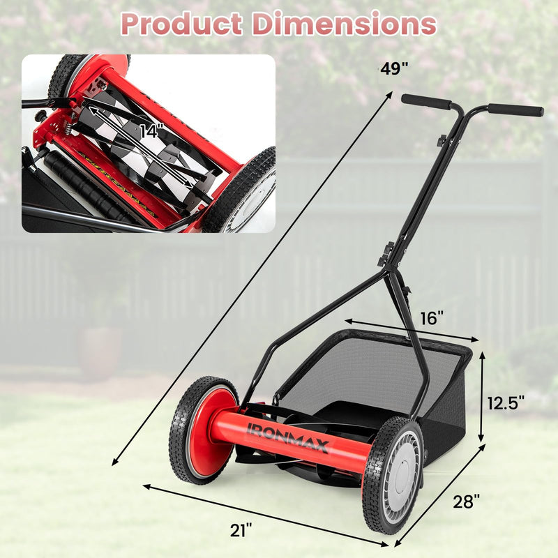 Load image into Gallery viewer, Goplus 14 Inch 5-Blade Walk-Behind Cordless Grass Cutter