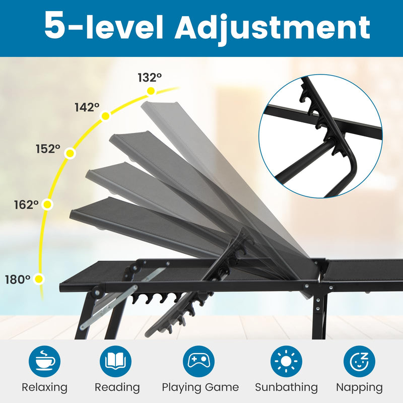 Load image into Gallery viewer, Goplus Patio Chaise Lounge Chairs with 5-position Adjustable Backrest