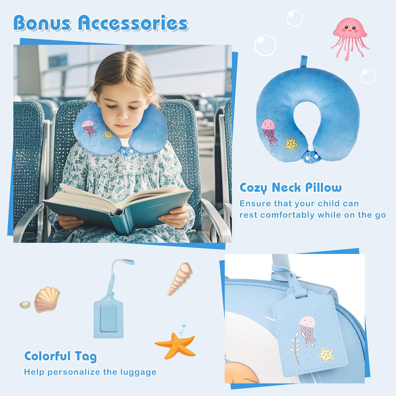 Load image into Gallery viewer, Goplus 4 Piece Kids Luggage Set, 14” Carry-on Hardside Spinner Luggage w/ 10” Backpack