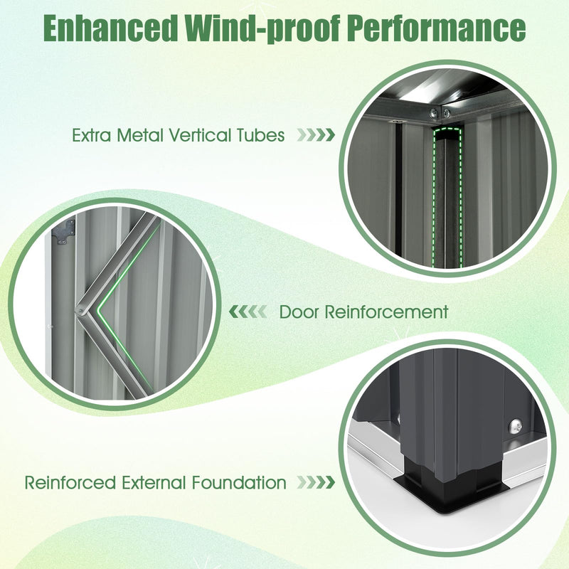 Load image into Gallery viewer, Goplus 5 x 3 FT Outdoor Storage Shed, Galvanized Metal Tool House w/Sloped Roof, 2 Vents, Lockable Door