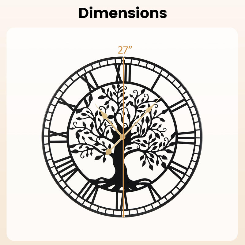 Load image into Gallery viewer, Goplus 27" Tree of Life Big Metal Wall Clock | Battery-Operated Wall Decoration