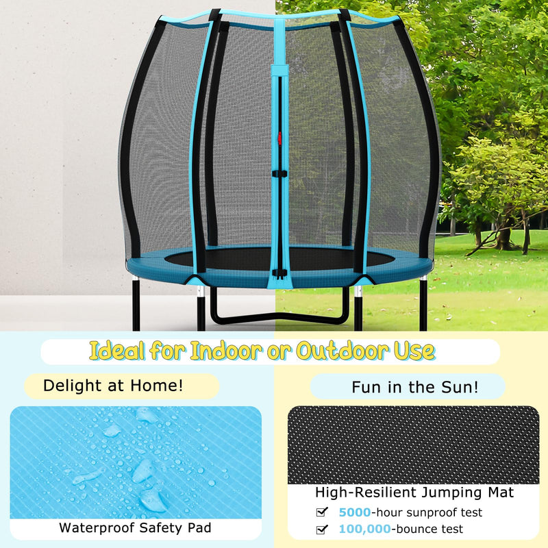Load image into Gallery viewer, Goplus 55" Trampoline for Kids, ASTM Approved Toddler Mini Trampoline w/Safety Enclosure Net
