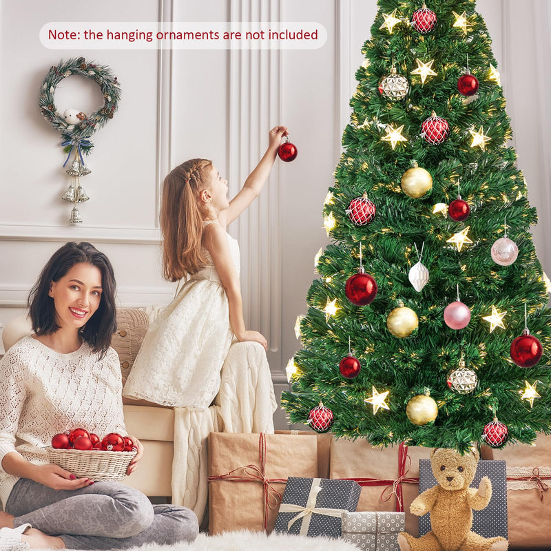 Load image into Gallery viewer, Goplus 7ft Fiber Optic Artificial Christmas Tree Pre-Lit Christmas Tree with 40 Star LED Lights