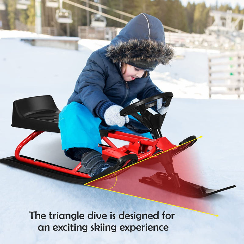 Load image into Gallery viewer, Snow Racer Sled, Ski Sled Slider Board with Twin Brakes