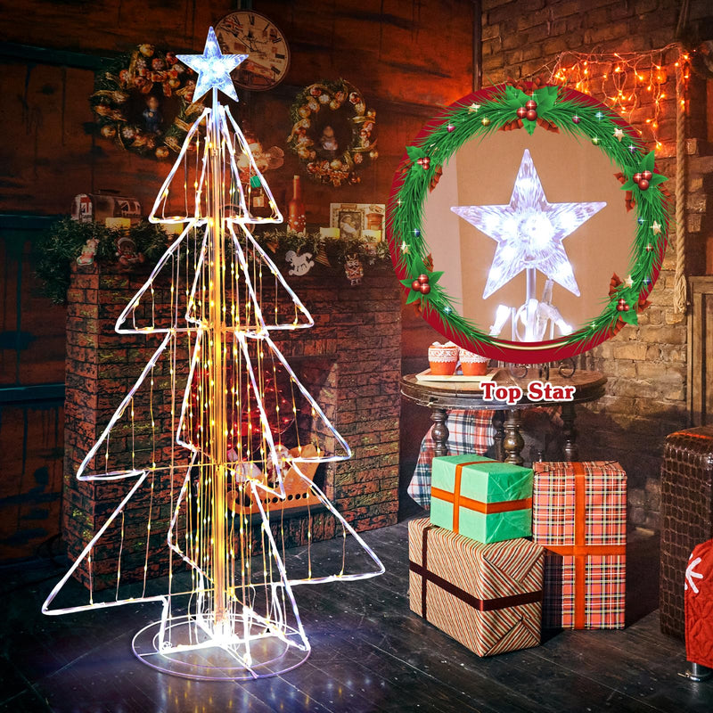 Load image into Gallery viewer, Goplus 5 FT LED Lighted Cone Tree, Indoor & Outdoor Xmas Decoration with Star Topper & Round Base