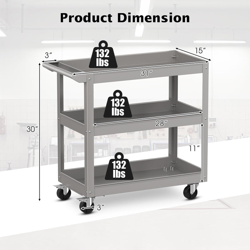 Load image into Gallery viewer, Goplus 3-Layer Service Utility Cart, Heavy Duty Unity Cart with Flat Handle