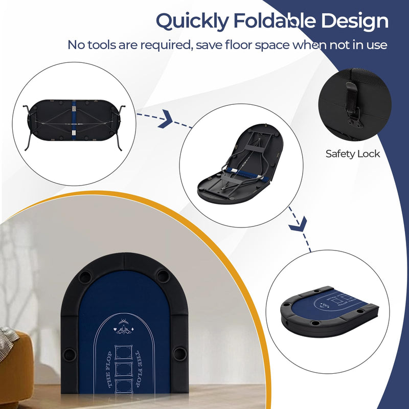 Load image into Gallery viewer, Goplus 72” Poker Table Foldable, 8 Players Card Board Game Table w/Deep Metal Cup Holders