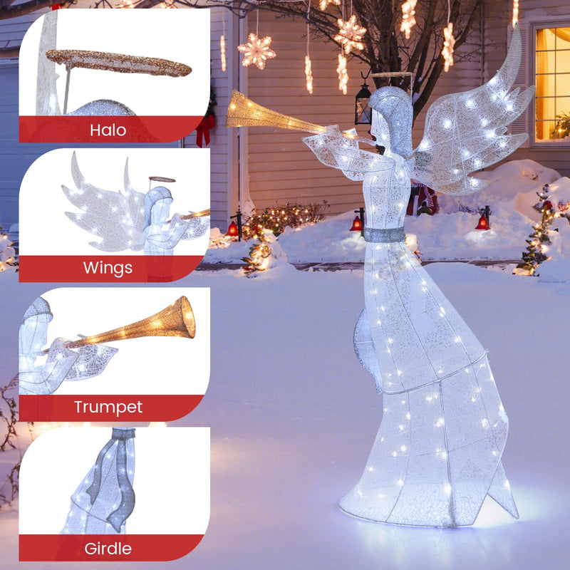 Load image into Gallery viewer, Goplus 5 FT Lighted Trumpeting Angel, Light-up Christmas Angel with LED Lights