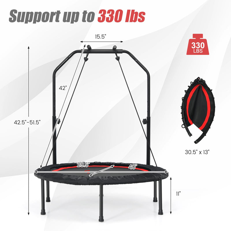 Load image into Gallery viewer, 40'' Folding Fitness Trampoline, Portable Mini Exercise Rebounder